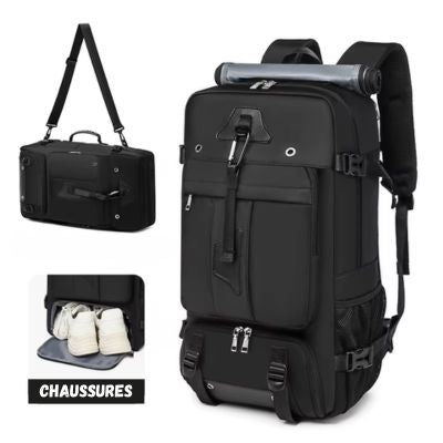 sac-a-dos-voyage-noir-chaussures